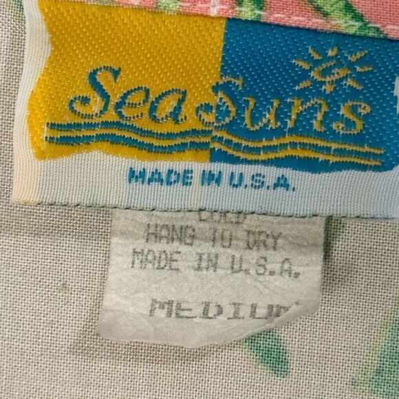 Vintage Sea Suns 90s Printed Tank Dress & Button Down Set M - Picture 6 of 9